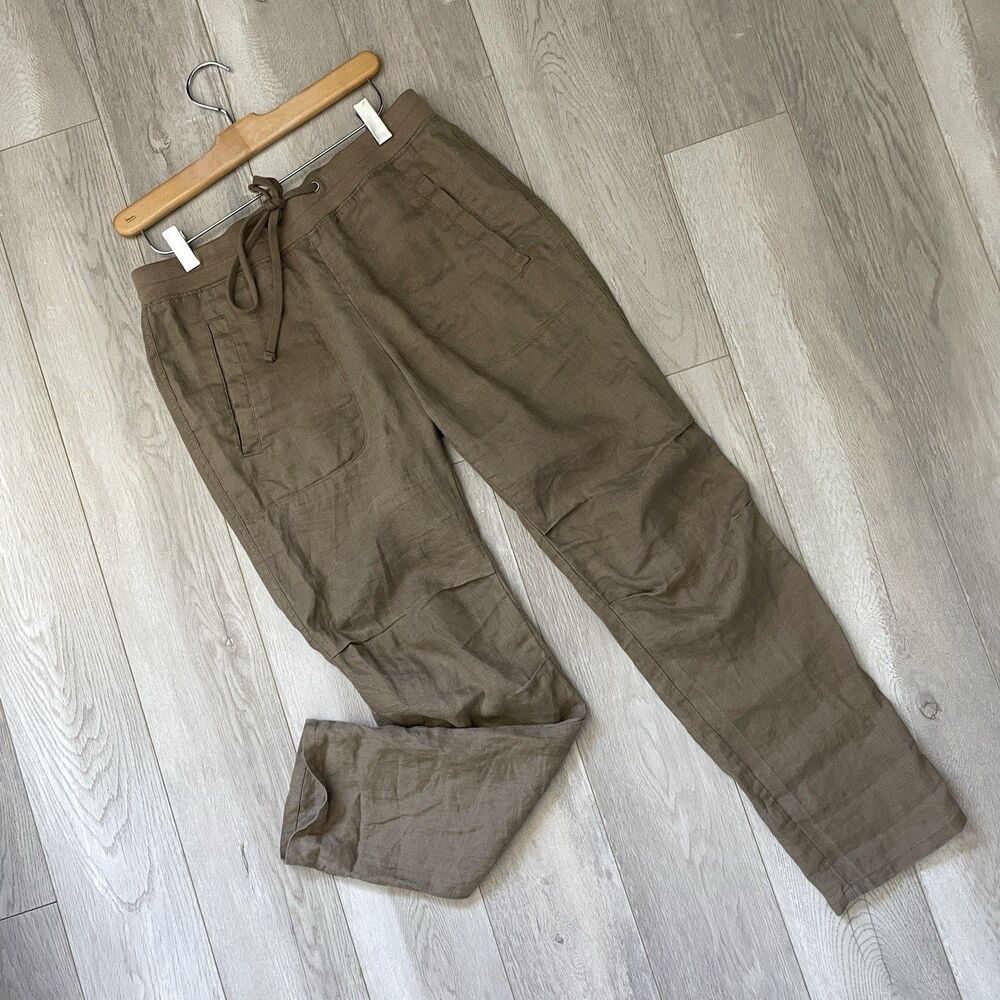 James Perse Pants linen womens Green (small) minimalist casual summer office